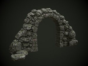 3D mossy stone arch games model