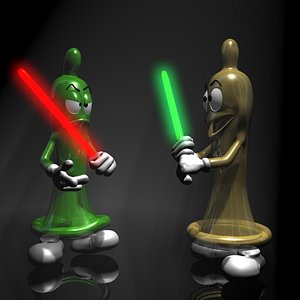 Cartoon Condom Character Rigged