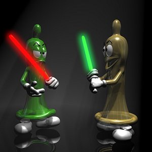 Cartoon Condom Character Rigged