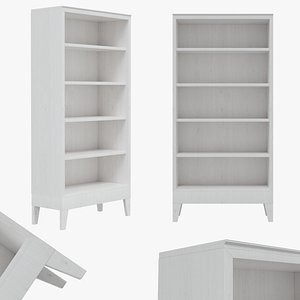 Whitewashed Wooden Bookshelf 3D model