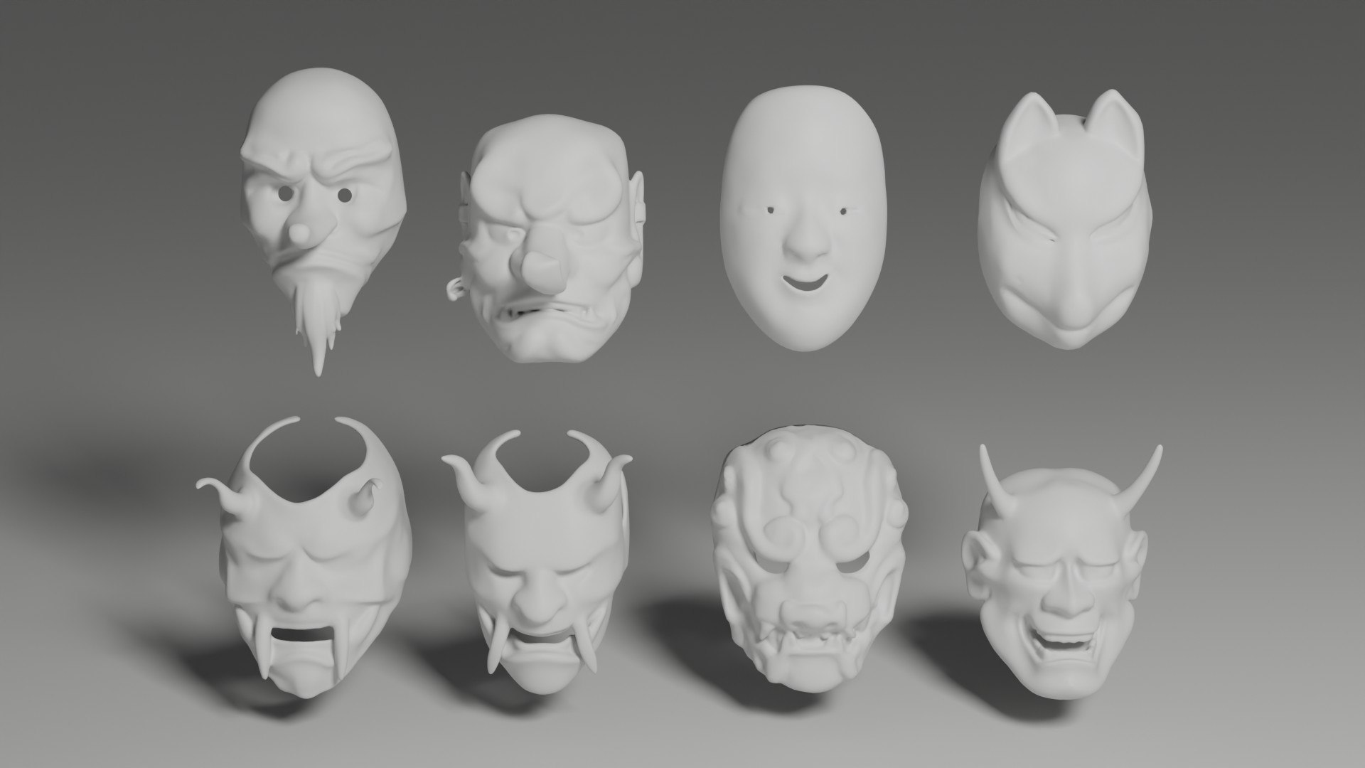 Japanese Masks 3D model https://p.turbosquid.com/ts-thumb/As/TJoc9C/Lq/clay/jpg/1792341682/1920x1080/fit_q87/59c08e884d7bcc6925ec910cb5b042003dcc2580/clay.jpg