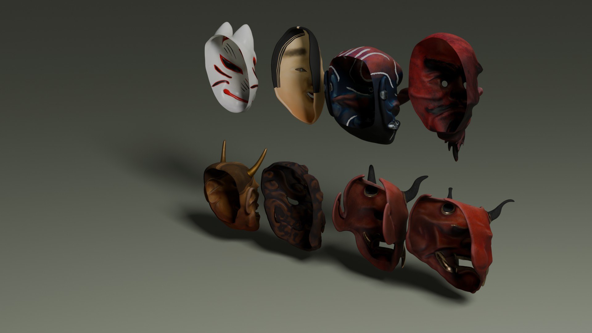 Japanese Masks 3D model https://p.turbosquid.com/ts-thumb/As/TJoc9C/Lz/japanesemasks_31/jpg/1792341676/1920x1080/fit_q87/d9670a0f815770b1bcd84b274793187900b29b19/japanesemasks_31.jpg