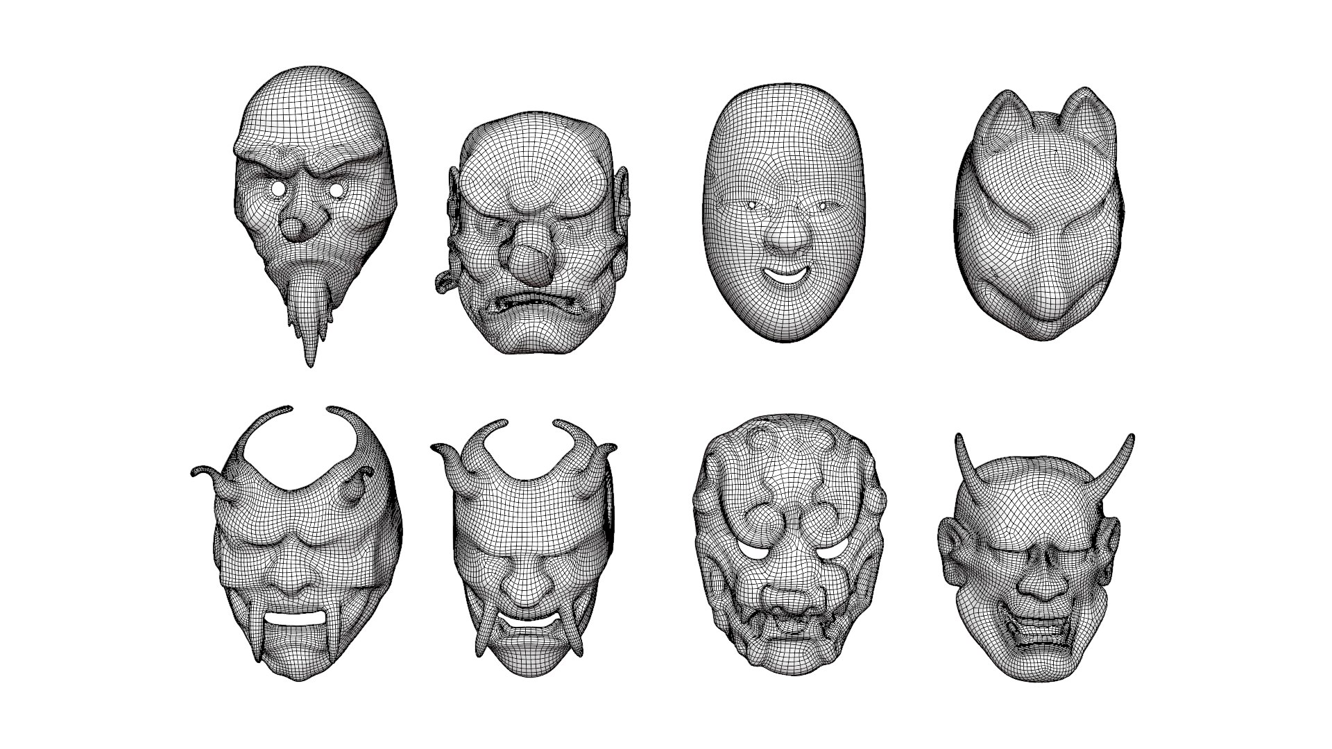 Japanese Masks 3D model https://p.turbosquid.com/ts-thumb/As/TJoc9C/bf/wire/png/1792341682/1920x1080/fit_q87/667ad4615e8f669dc25fb927adcea585a69ff25a/wire.jpg