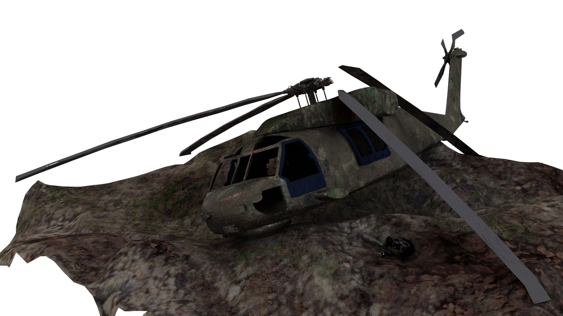 3D Model Crashed Helicopter TurboSquid 2087672
