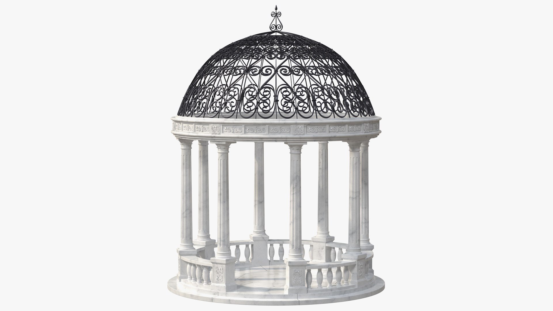 Marble Stone Garden Gazebo 3D model preview