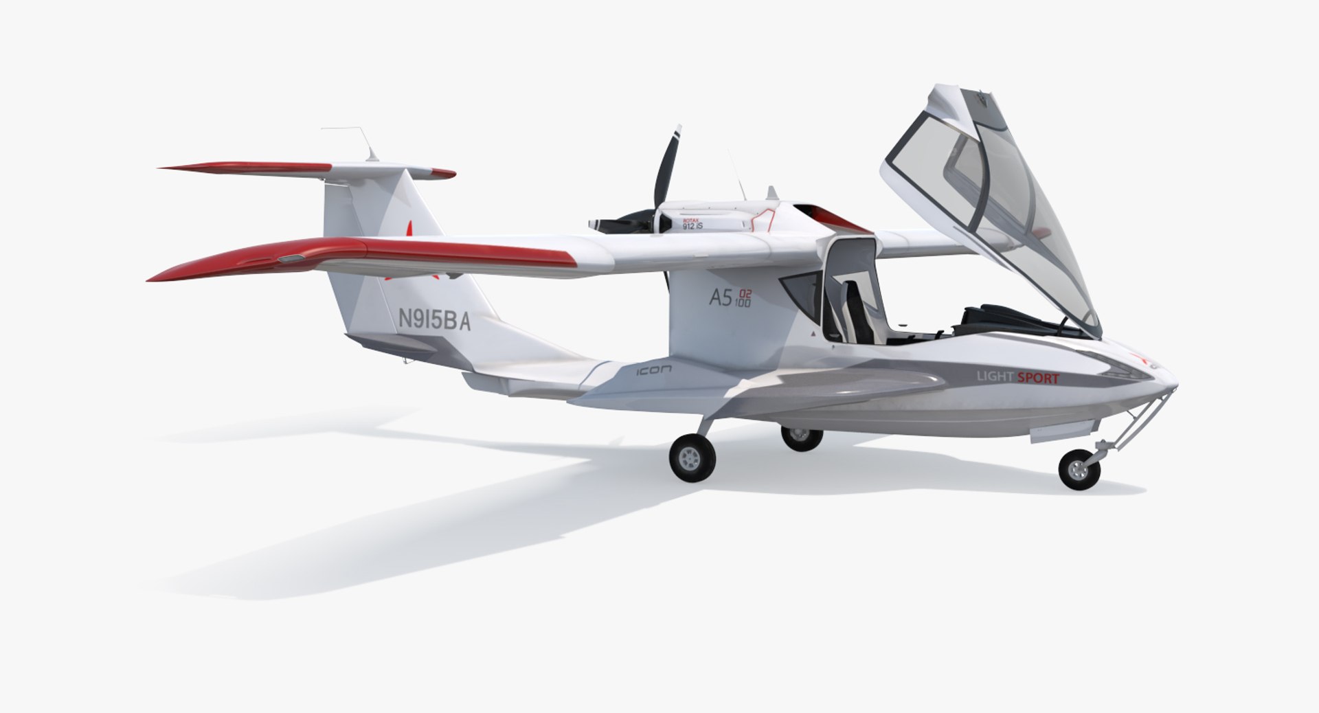 Amphibious Light Sport Aircraft Icon A5 Rigged 3D Model preview