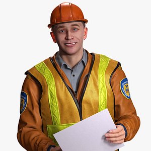 3D construction worker Men engineer Ready