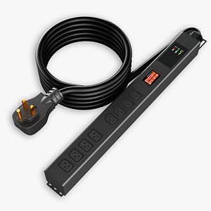3D Power Strip US Plug 44 US Sockets Power Plug- 3D Model - Ready to Render in Blenderand Cycles