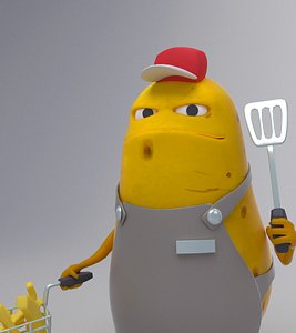 3D potato mcfood cartoon character model