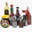 Collection de grandes bouteilles de condiments