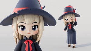 Rigged Cartoon Witch 3D model