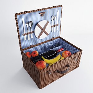 3d model wicker basket accessories picnic