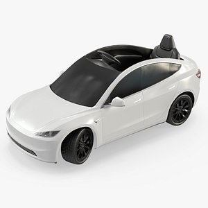 Luxury Kids Ride-On Tesla Inspired White Rigged for Cinema 4D