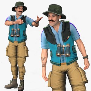 Cartoon Rigged Adventure Man B Character 3D Model