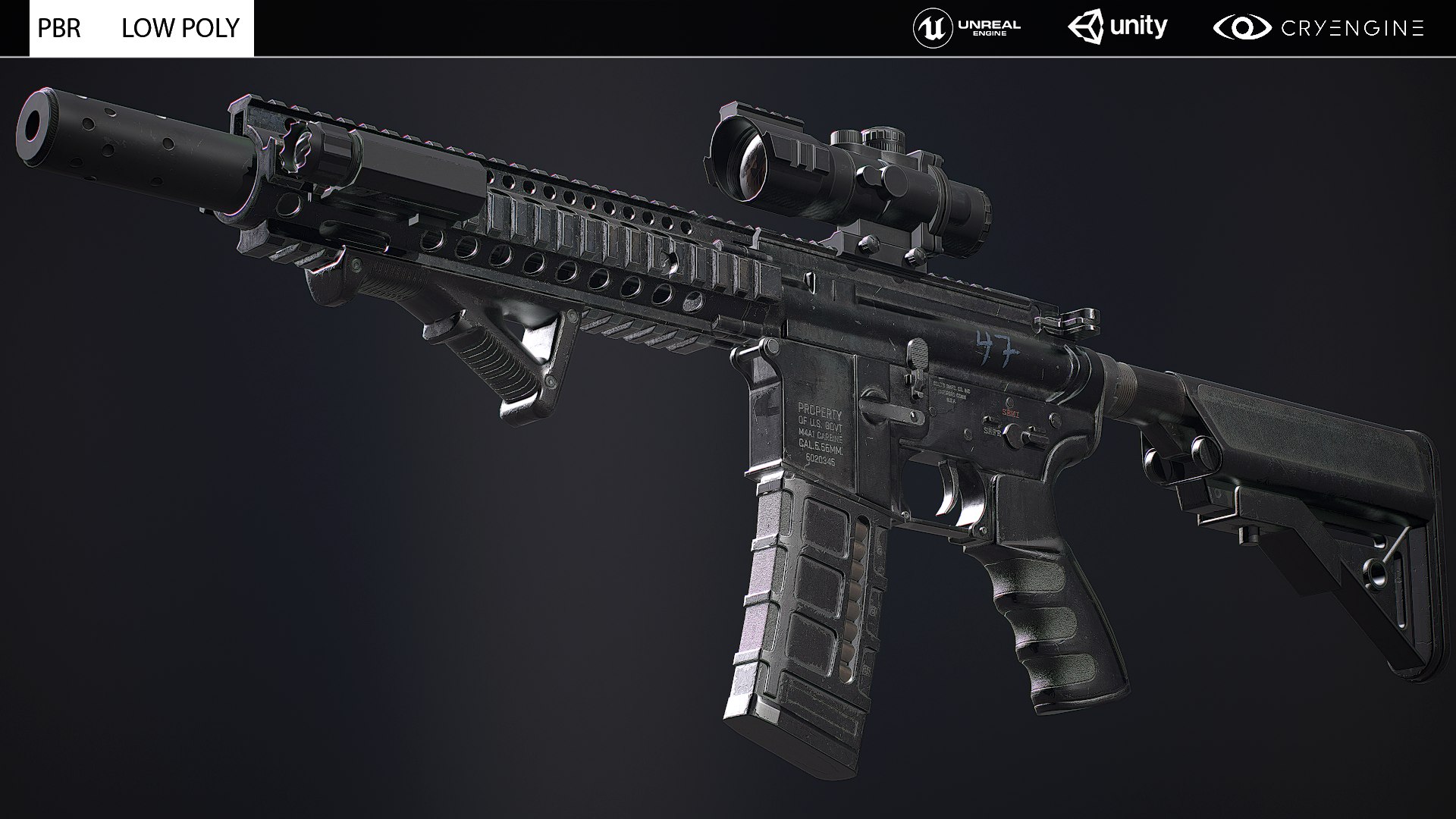 3D Modular M4A1 - Triple A Game Ready - TurboSquid 1768060