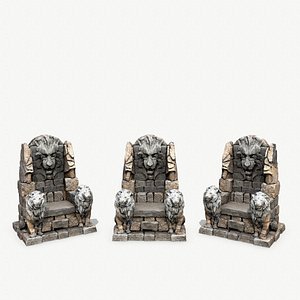 3D Lion Stone Throne