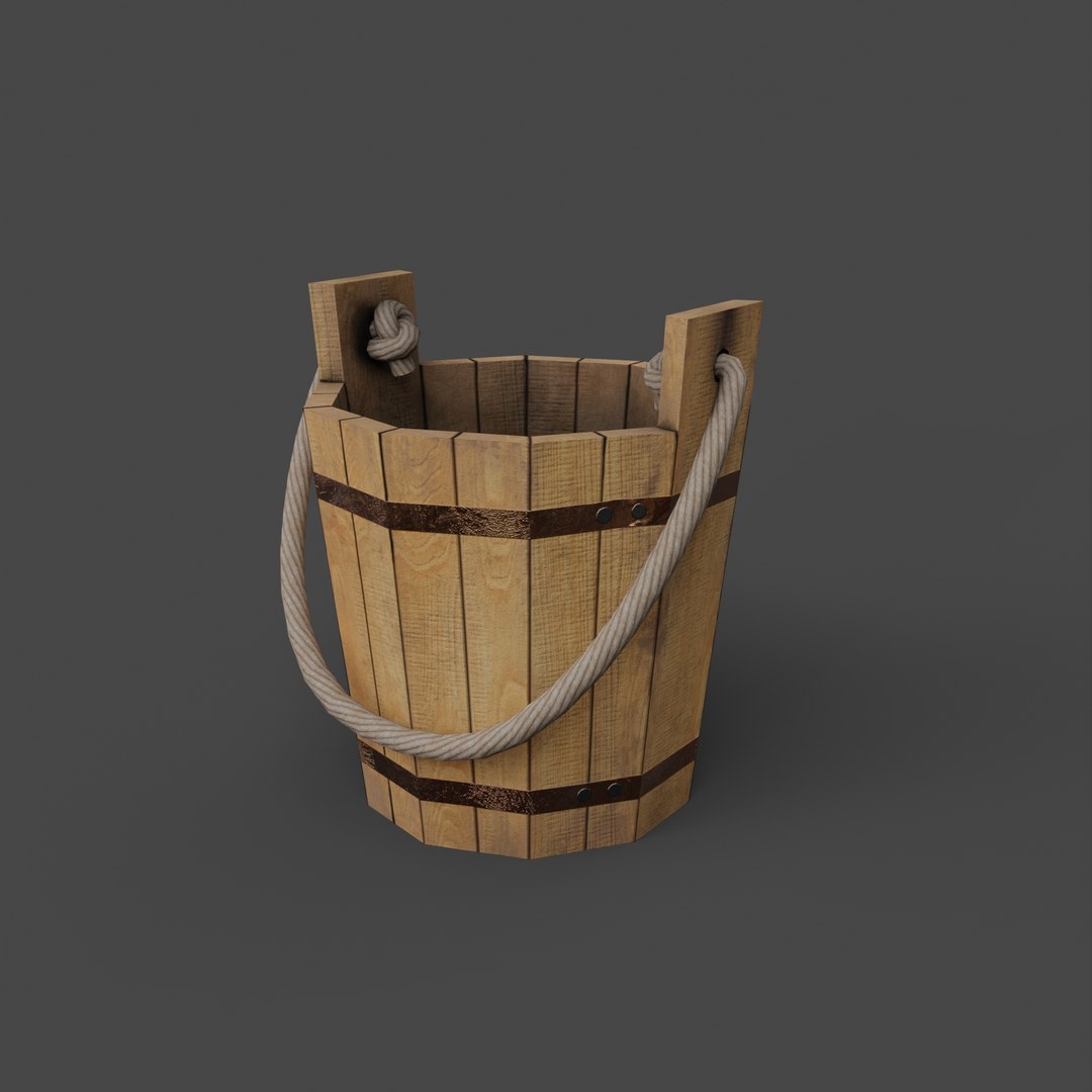 Wooden Bucket With Rope Handle 3D - TurboSquid 1876929