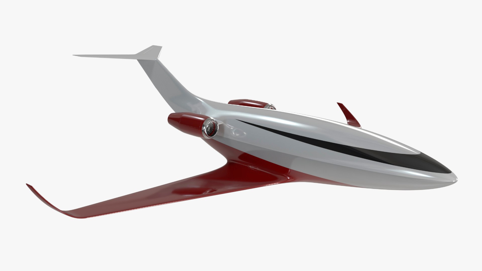 Futuristic Business Jet Red 3D model preview
