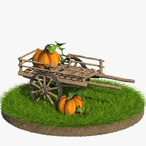 Cart with Pumpkin Cartoon