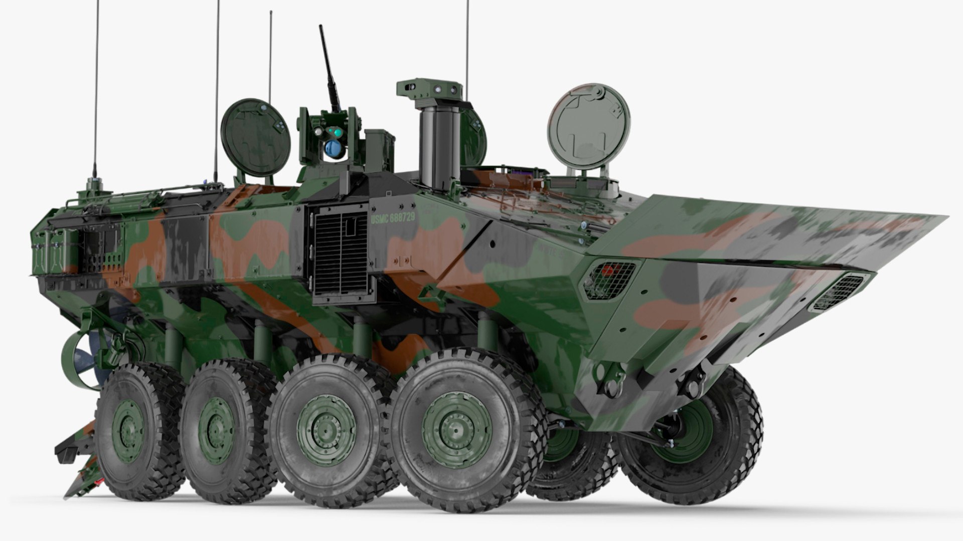 US Amphibious Assault Vehicle Wet Rigged for Maya 3D model preview