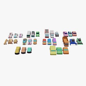 3D Car collection lowpoly model