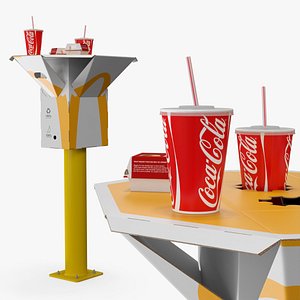 McDonalds Street Dining Table with Burger and Cola 3D model