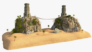 Fantasy Mountain Towers Bridge model