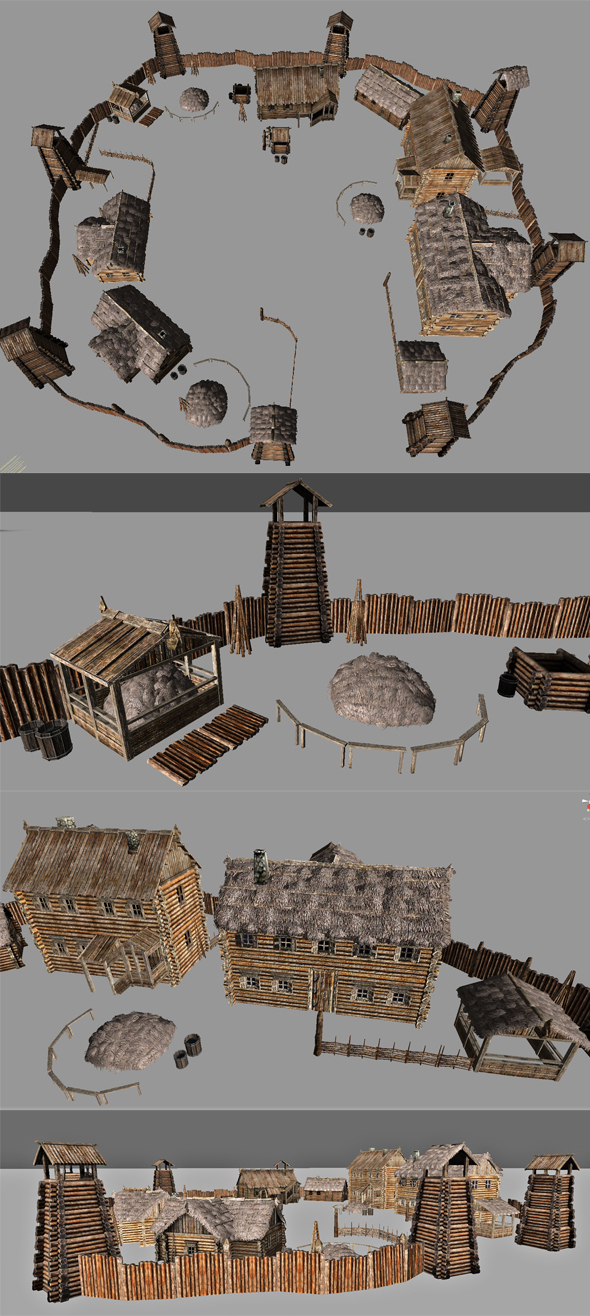 3d model of village pack