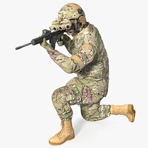 3D model Soldier in Green Camo with Night Vision Aiming