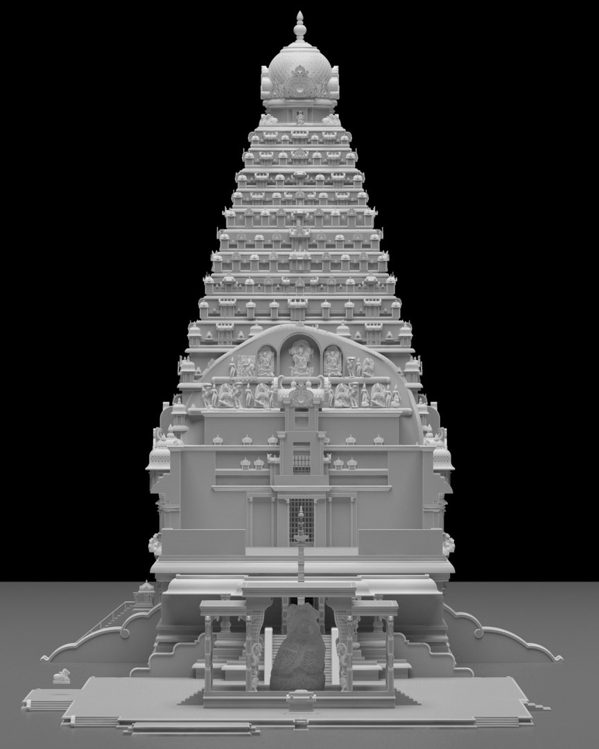 World Famous Thanjavur Big Temple Inner 3d Model India 3D Model Model ...