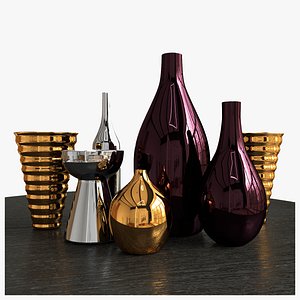 3D Collection of Modern Metal Vases