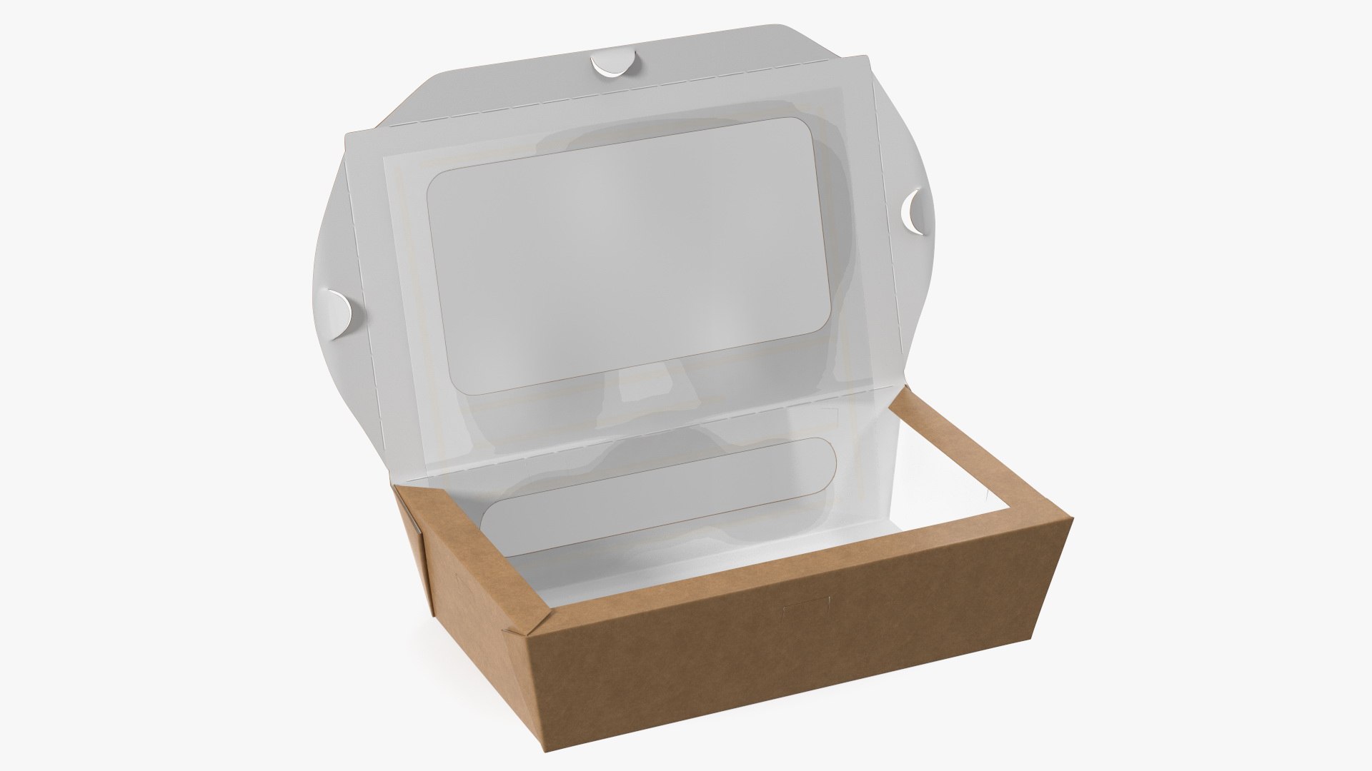 Opened Kraft Food Box with Window Medium 3D model preview