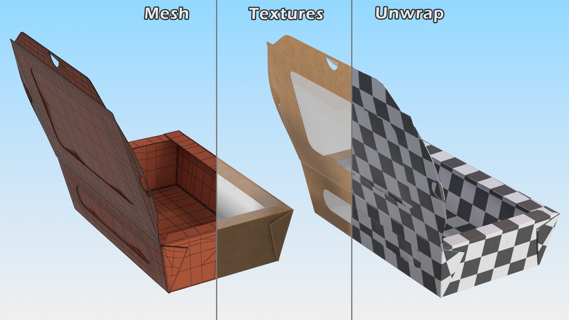 Opened Kraft Food Box with Window Medium model - TurboSquid 1808377