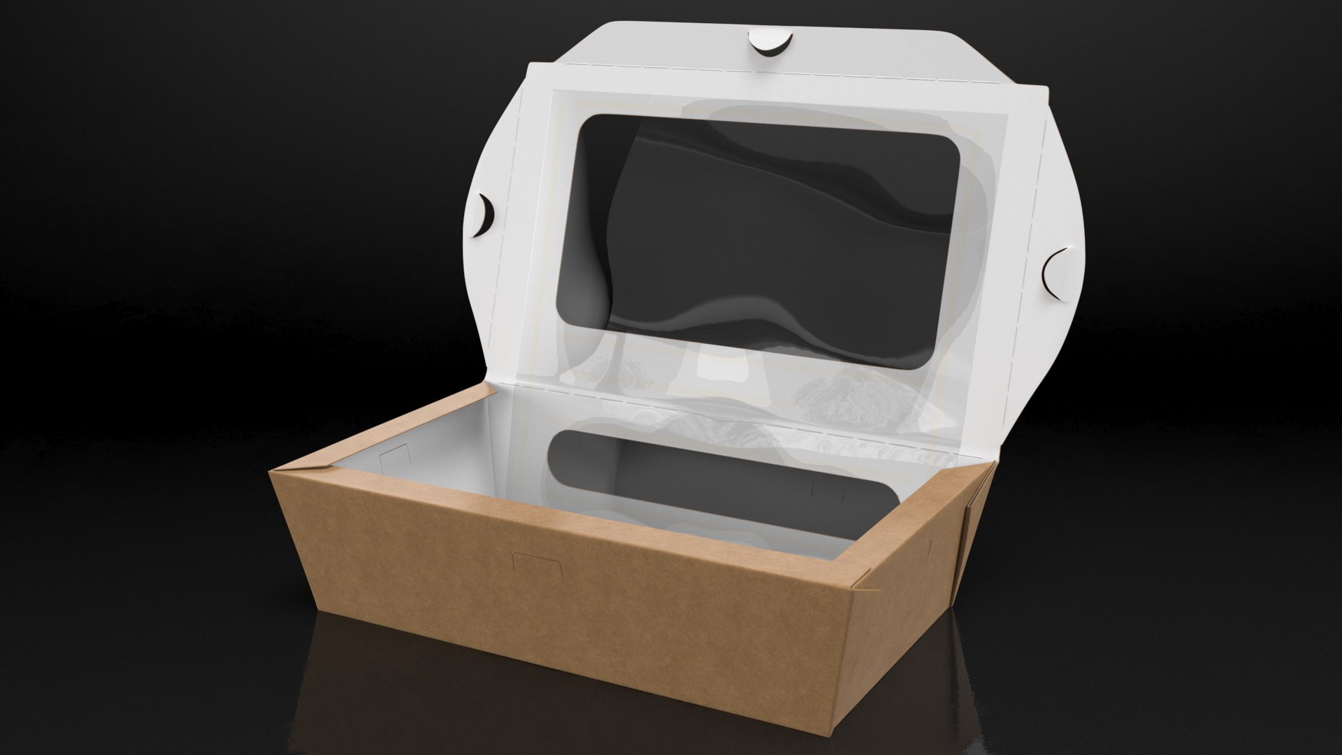 Opened Kraft Food Box with Window Medium model - TurboSquid 1808377