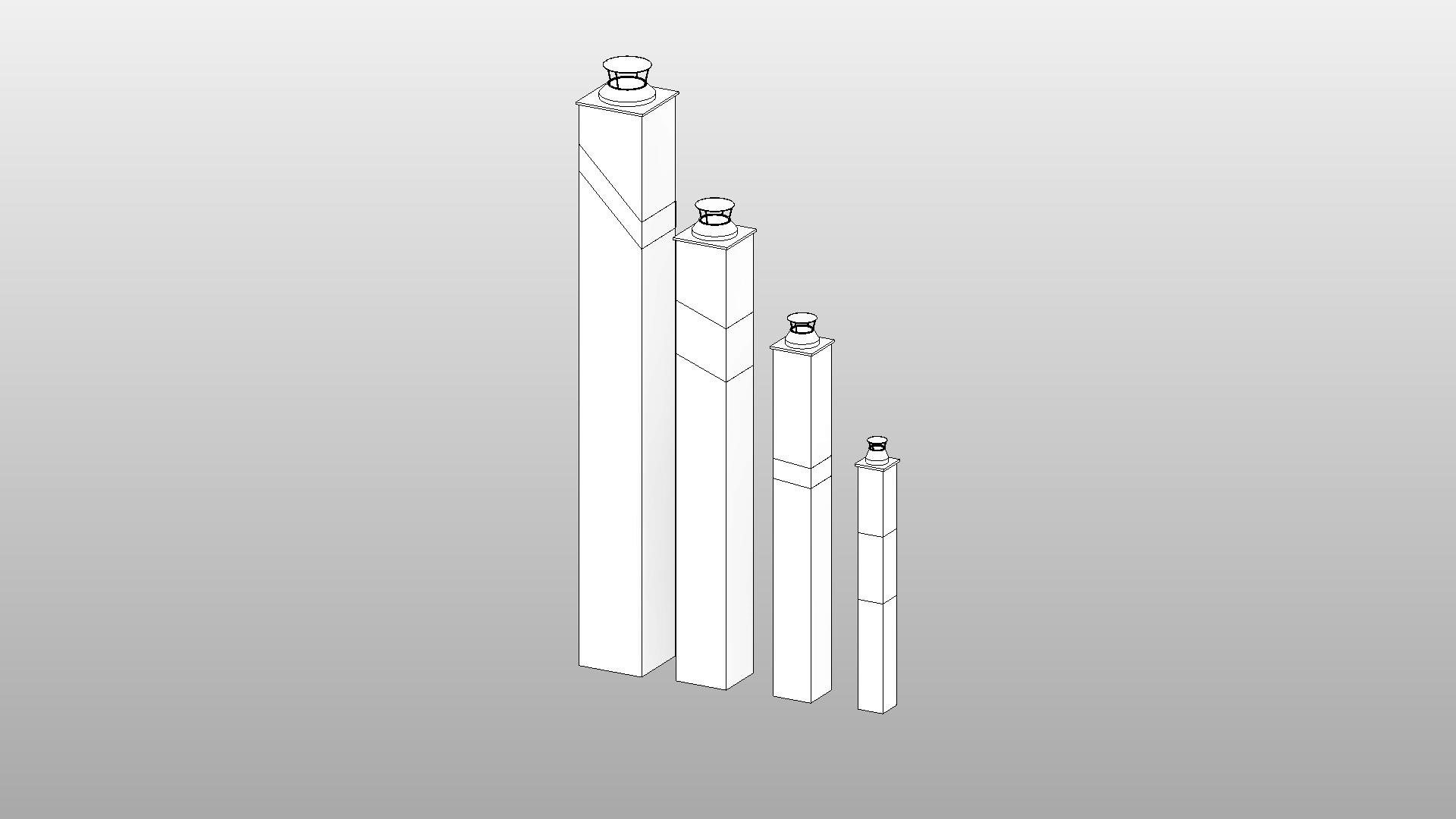 Chaminé modelo 3D da família Revit Paramétrica Completa Modelo 3D