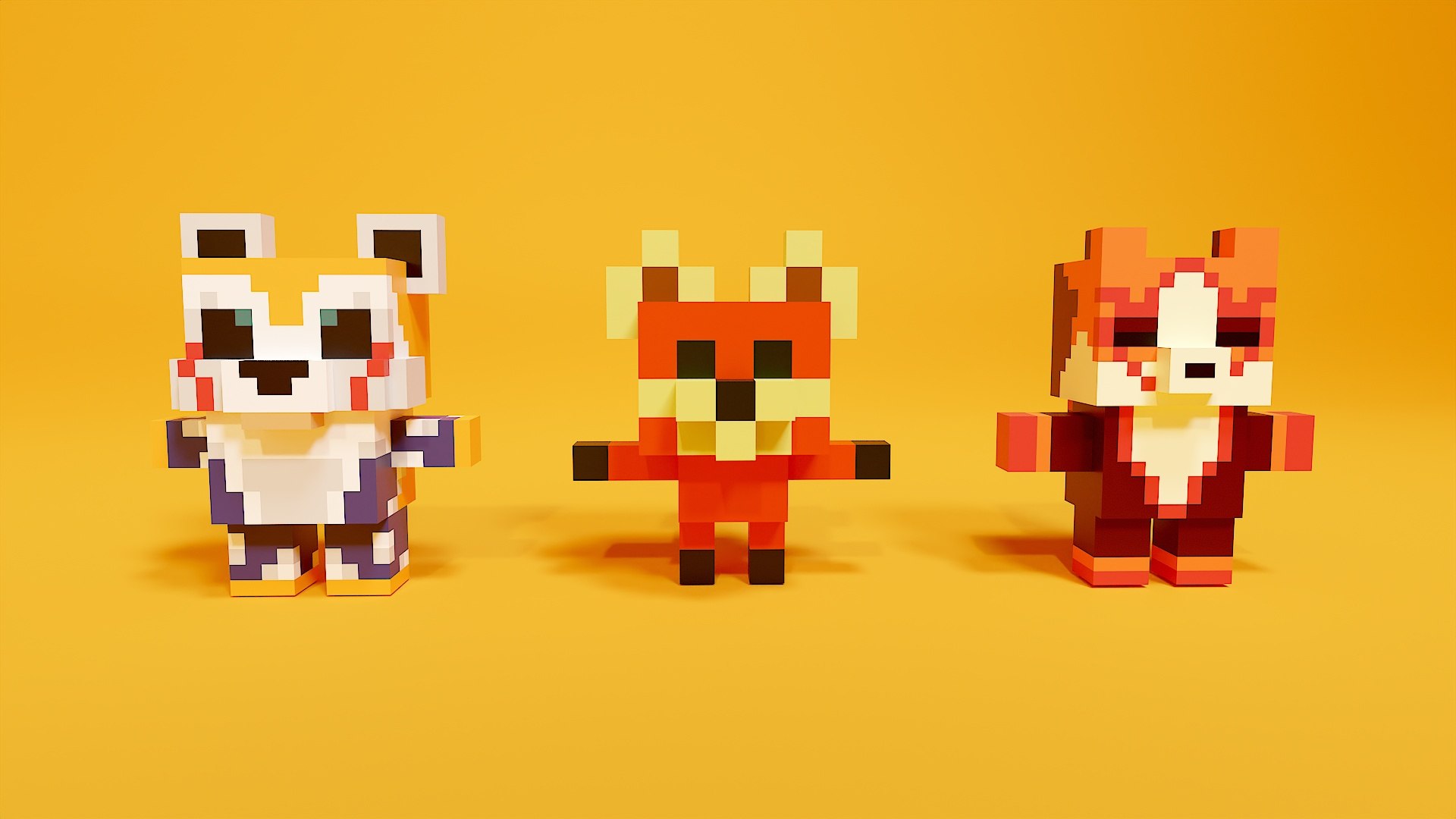 Red Panda Voxel Art Pack 3d Model 3D Model - TurboSquid 2182624