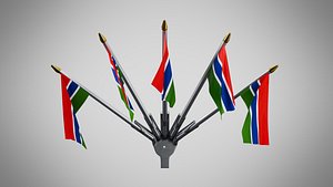3D Wall Mount Flags 5 Of Gambia model