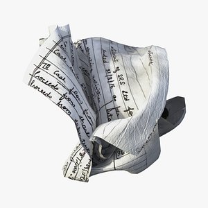 3D model crumpled answer sheet