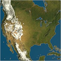USA with Canada and Mexico cartoon lowpoly landscape map