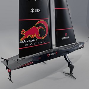 AC75 Alinghi Tudor Racing America Cup race yacht 3D model hydrofoil 3D