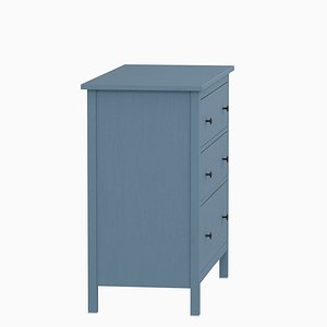 Hemnes Chest of 3 drawers blue stain PBR 3D model