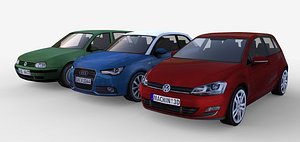 3 Lowpoly City Cars Set 01
