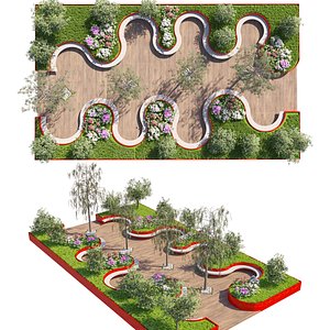 Modern Modular Urban Park Seating Plaza