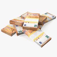 Stack of 8 Packs 50 Euro Bills