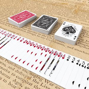 3D set poker card playing model
