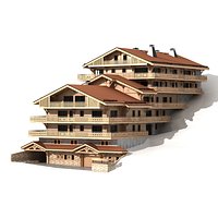 Classic wooden mountain house chalet