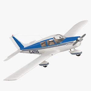 Piper PA-28 Cherokee Single Engine Airplane Rigged 3D model