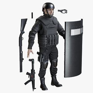 Man SWAT Uniform With Equipment