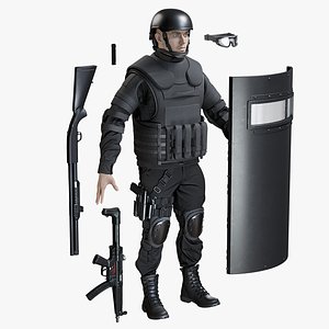 Man SWAT Uniform With Equipment