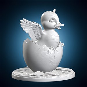Duckling Hatching From Egg 3D Print Model 3D model